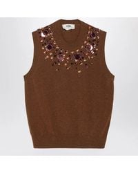 Fendi - Rust Wool And Cashmere Gilet - Lyst