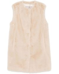Herno - Long Faux Fur-Effect Gilet With Round Neckline - Lyst