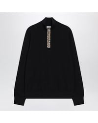 Burberry - Wool Sweater With Half Zip - Lyst