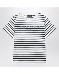 Weekend by Maxmara - Écru Striped Cotton Jersey Tshirt - Lyst