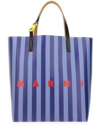 Marni - Striped Tribeca Shopping Bag With Logo - Lyst
