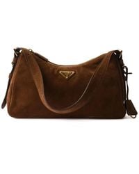 Prada - Medium Suede Aimée Shoulder Bag - Lyst