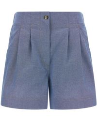 Moncler - Pleated Chambray Bermuda Shorts - Lyst
