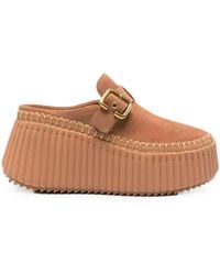 Chloé - Suede Platform Shoes With Buckle Strap - Lyst