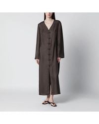 Rohe - Earth-Tone Silk Dress With Pankou Closure - Lyst