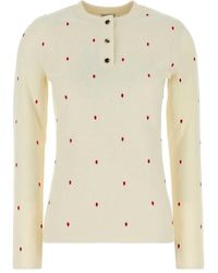 Bottega Veneta - Embroidered Cotton Blend Sweater - Lyst
