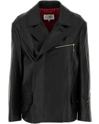 MM6 by Maison Margiela - Leather Jacket - Lyst