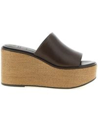 Brunello Cucinelli - Calfskin Wedge Sandals - Lyst