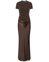 ROTATE BIRGER CHRISTENSEN - Long Draped Dress With Short Sleeves - Lyst