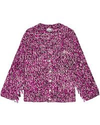 Ganni - Hand Knitted Wool Cardigan - Lyst