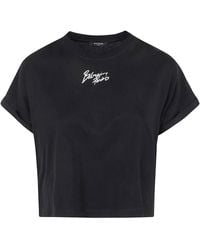 Balmain - Short Sleeves Paris" Cropped T-Shirt - Lyst