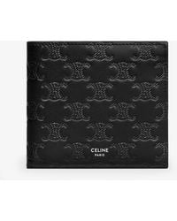 Celine - Leather Bifold Wallet With Triomphe Motif - Lyst