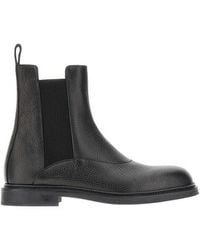 Emporio Armani - Grained Leather Chelsea Boots - Lyst