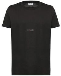 Saint Laurent - Logo Cotton T-Shirt - Lyst