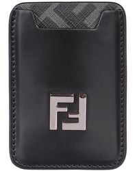 Fendi - Squared Ff Leather Card Holder - Lyst