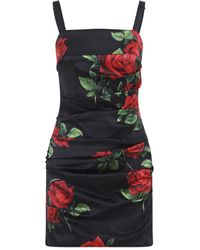 Dolce & Gabbana - Dolce & Gabbana Rose Rosse Nero Mini Dress - Lyst