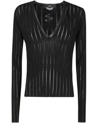 SAPIO - Viscose Crepe De Chine V Neck Sweater - Lyst