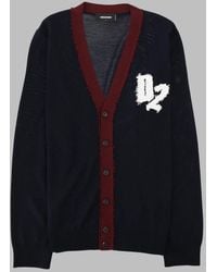 DSquared² - Oversized Wool Cardigan With Logo Detail - Lyst