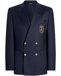 Dolce & Gabbana - Double-Breasted Jacket With Patch - Lyst
