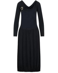Lanvin - Ls Drape Midi Dress - Lyst