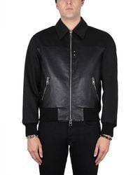 McQueen - Leather Bomber Jacket - Lyst
