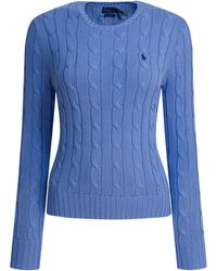 Polo Ralph Lauren - Crew-Neck Cable-Knit Sweater With Logo - Lyst