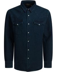 RRL Suede Western Shirt in Black for Men | Lyst UK