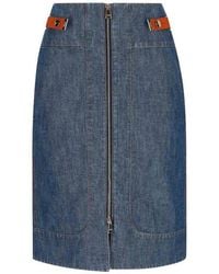 Fendi - 'Chambray' Denim Skirt - Lyst