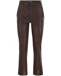 Brunello Cucinelli - Stretch Nappa Leather Square Cigarette Trousers With Jewellery - Lyst