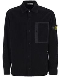 Stone Island - Cotton Corduroy Overshirt With Compass Badge - Lyst