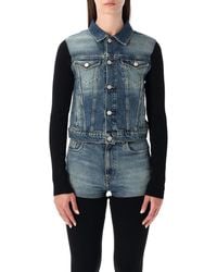 Coperni - Hybrid Rib Knit And Denim Trompe-L'Œil Jacket - Lyst