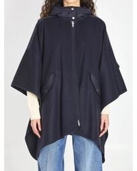Moncler - Wool Hooded Zip-Up Cape - Lyst