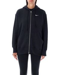 nike mini swoosh oversized cropped zip through hoodie in khaki