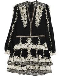 Alice + Olivia - Valencia Deep V Long Sleeve Mini Dress - Lyst