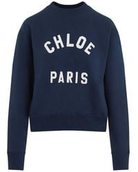 Chloé - Mock Neck Logo Patch Sweatshirt - Lyst