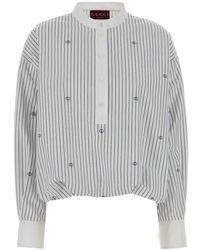 Gucci - Cotton Striped Blouse With Embroidery - Lyst