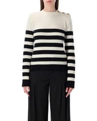 Balmain - Striped Wool Cashmere Buttoned Jumper - Lyst