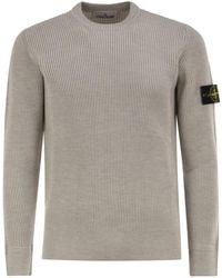 Stone Island - Crew-Neck Jumper With Ribbed Edges - Lyst