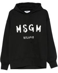 MSGM - Logo Print Cotton Hoodie - Lyst