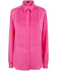 Tom Ford - Washed Silk Georgette Tuxedo Shirt - Lyst