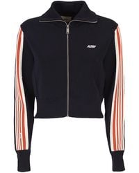 Autry - Viscose Sweatshirt With Zip And Side Stripes - Lyst