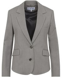Loewe - Wool Single-Breasted Jacket With Leather Belt Detail - Lyst