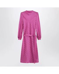 Valentino - Fuchsia Silk Jacquard Midi Dress - Lyst