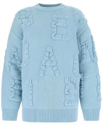 Bottega Veneta - Stretch Wool Blend Shetland Alphabet Oversize Sweater - Lyst