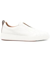 Santoni - Leather Slip-On Sneakers - Lyst
