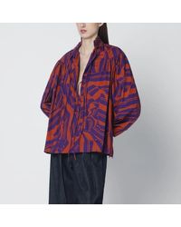 Dries Van Noten - Loose Shirt With Ruffle Details And Crushed Stripe Print - Lyst