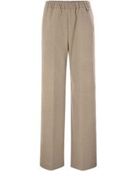Herno - Wide-Leg Flannel-Effect Trousers With Elasticated Waistband - Lyst