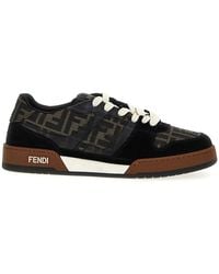 Fendi - Match Ff Jacquard Fabric And Suede Sneakers - Lyst
