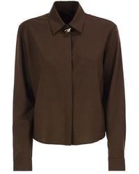 Fabiana Filippi - Virgin Wool Stretch Shirt With Zama Jewel Detail - Lyst