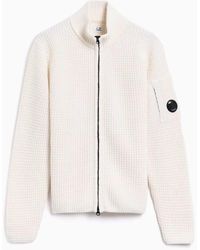 C.P. Company - C.P.Company Waffle-Knit Cardigan With A Zip Front - Lyst